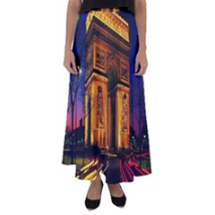 Paris Cityscapes Lights Multicolor France Flared Maxi Skirt by Sapixe