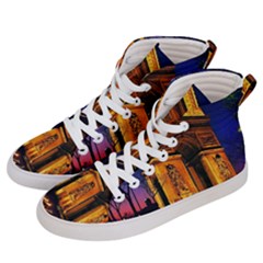 Paris Cityscapes Lights Multicolor France Men s Hi-top Skate Sneakers by Sapixe