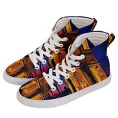 Paris Cityscapes Lights Multicolor France Women s Hi-top Skate Sneakers by Sapixe