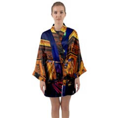 Paris Cityscapes Lights Multicolor France Long Sleeve Kimono Robe by Sapixe