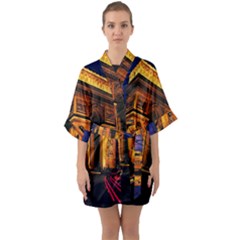 Paris Cityscapes Lights Multicolor France Quarter Sleeve Kimono Robe by Sapixe