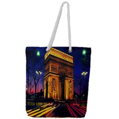 Paris Cityscapes Lights Multicolor France Full Print Rope Handle Tote (large) by Sapixe