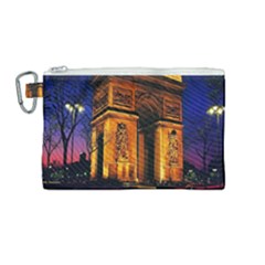 Paris Cityscapes Lights Multicolor France Canvas Cosmetic Bag (medium) by Sapixe