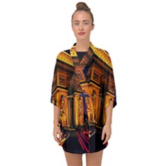 Paris Cityscapes Lights Multicolor France Half Sleeve Chiffon Kimono by Sapixe