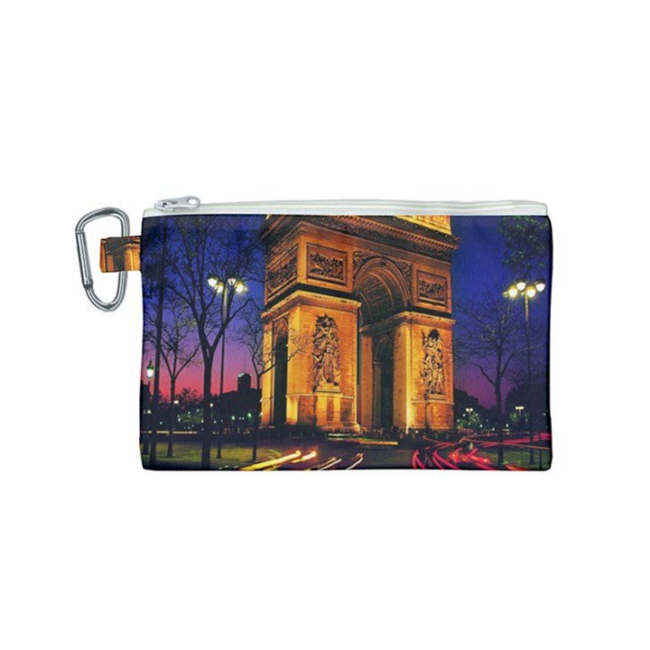 Paris Cityscapes Lights Multicolor France Canvas Cosmetic Bag (Small)