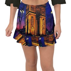 Paris Cityscapes Lights Multicolor France Fishtail Mini Chiffon Skirt by Sapixe