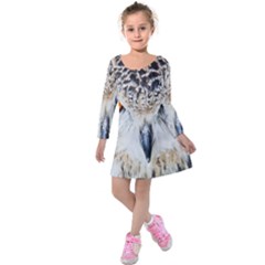 Owl Face Kids  Long Sleeve Velvet Dress by Sapixe