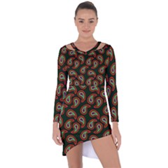 Pattern Abstract Paisley Swirls Asymmetric Cut-out Shift Dress by Sapixe