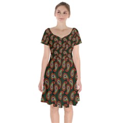 Pattern Abstract Paisley Swirls Short Sleeve Bardot Dress by Sapixe