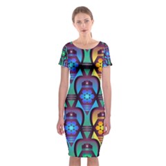 Pattern Background Bright Blue Classic Short Sleeve Midi Dress by Sapixe