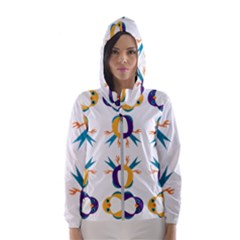 Pattern Circular Birds Hooded Wind Breaker (Women)