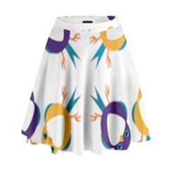 Pattern Circular Birds High Waist Skirt