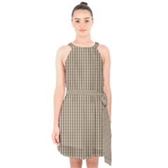 Pattern Background Stripes Karos Halter Collar Waist Tie Chiffon Dress by Sapixe