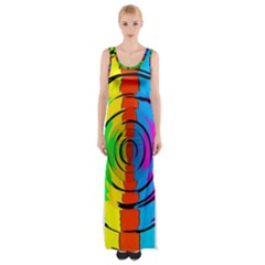 Pattern Colorful Glass Distortion Maxi Thigh Split Dress by Sapixe