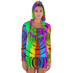 Pattern Colorful Glass Distortion Long Sleeve Hooded T-shirt by Sapixe