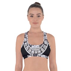 Pattern Motif Decor Cross Back Sports Bra by Sapixe