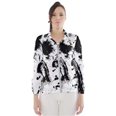 Pattern Color Painting Dab Black Wind Breaker (women) by Sapixe