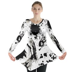 Pattern Color Painting Dab Black Long Sleeve Tunic  by Sapixe