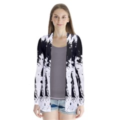 Pattern Color Painting Dab Black Drape Collar Cardigan by Sapixe