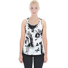 Pattern Color Painting Dab Black Piece Up Tank Top by Sapixe