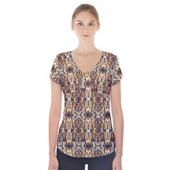  Artwork By Patrick-pattern-36 Short Sleeve Front Detail Top by ArtworkByPatrick