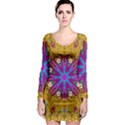 Golden Retro Medival Festive Fantasy Nature Long Sleeve Bodycon Dress View1