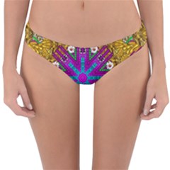 Golden Retro Medival Festive Fantasy Nature Reversible Hipster Bikini Bottoms by pepitasart