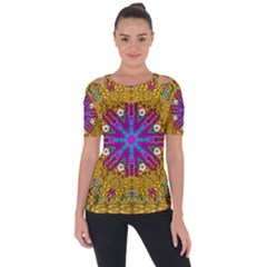 Golden Retro Medival Festive Fantasy Nature Short Sleeve Top by pepitasart