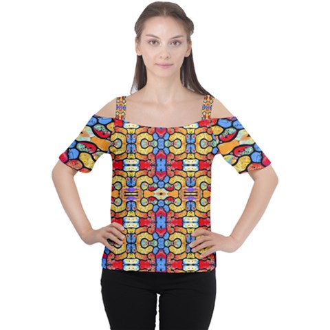 Artwork By Patrick-pattern-37 Cutout Shoulder Tee by ArtworkByPatrick