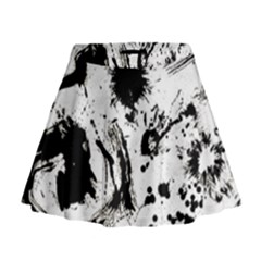 Pattern Color Painting Dab Black Mini Flare Skirt by Sapixe