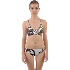 Pattern Motif Decor Wrap Around Bikini Set by Sapixe