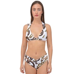 Pattern Motif Decor Double Strap Halter Bikini Set by Sapixe