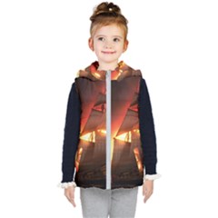 Pirate Ship Caribbean Kid s Hooded Puffer Vest by Sapixe