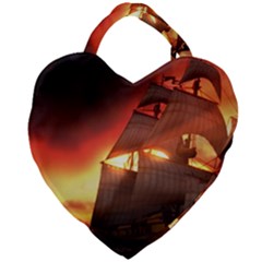 Pirate Ship Caribbean Giant Heart Shaped Tote by Sapixe