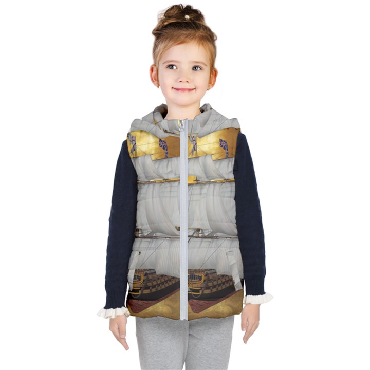 Pirate Ship Kid s Hooded Puffer Vest