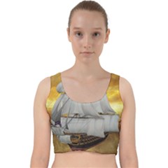 Pirate Ship Velvet Racer Back Crop Top by Sapixe