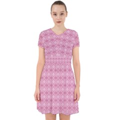 Pattern Pink Grid Pattern Adorable In Chiffon Dress