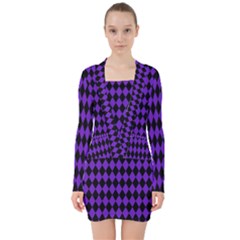 Jester Purple V-neck Bodycon Long Sleeve Dress by jumpercat