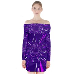 Space Trip 2 Long Sleeve Off Shoulder Dress by jumpercat