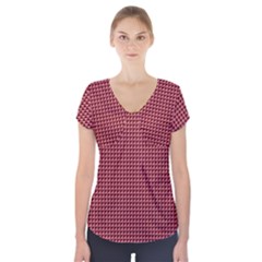 Red Triangulate Short Sleeve Front Detail Top by jumpercat