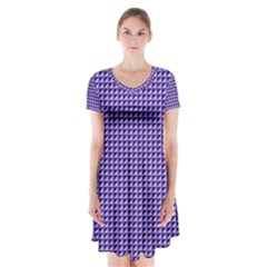 Purple Triangulate Short Sleeve V-neck Flare Dress by jumpercat