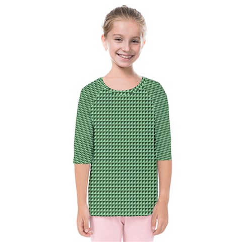 Green Triangulate Kids  Quarter Sleeve Raglan Tee by jumpercat