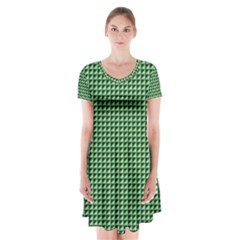 Green Triangulate Short Sleeve V-neck Flare Dress by jumpercat