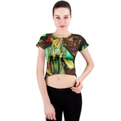 Girl In A Bar Crew Neck Crop Top by bestdesignintheworld