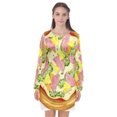 Pizza Clip Art Long Sleeve Chiffon Shift Dress  by Sapixe