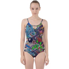 Pixel Art City Cut Out Top Tankini Set by Sapixe