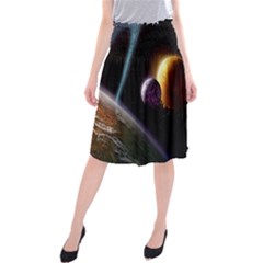 Planets In Space Midi Beach Skirt by Sapixe