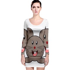 Raton Mouse Christmas Xmas Stuffed Animal Long Sleeve Bodycon Dress by Sapixe