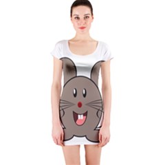 Raton Mouse Christmas Xmas Stuffed Animal Short Sleeve Bodycon Dress by Sapixe