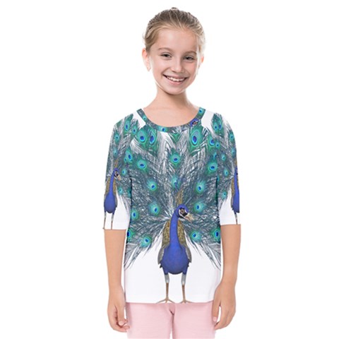 Peacock Bird Peacock Feathers Kids  Quarter Sleeve Raglan Tee by Sapixe